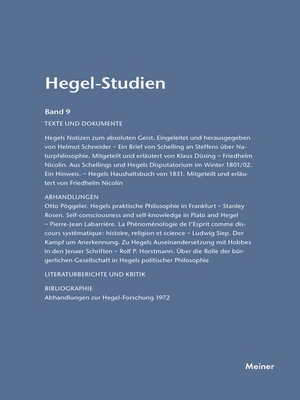 cover image of Hegel-Studien Band 9
